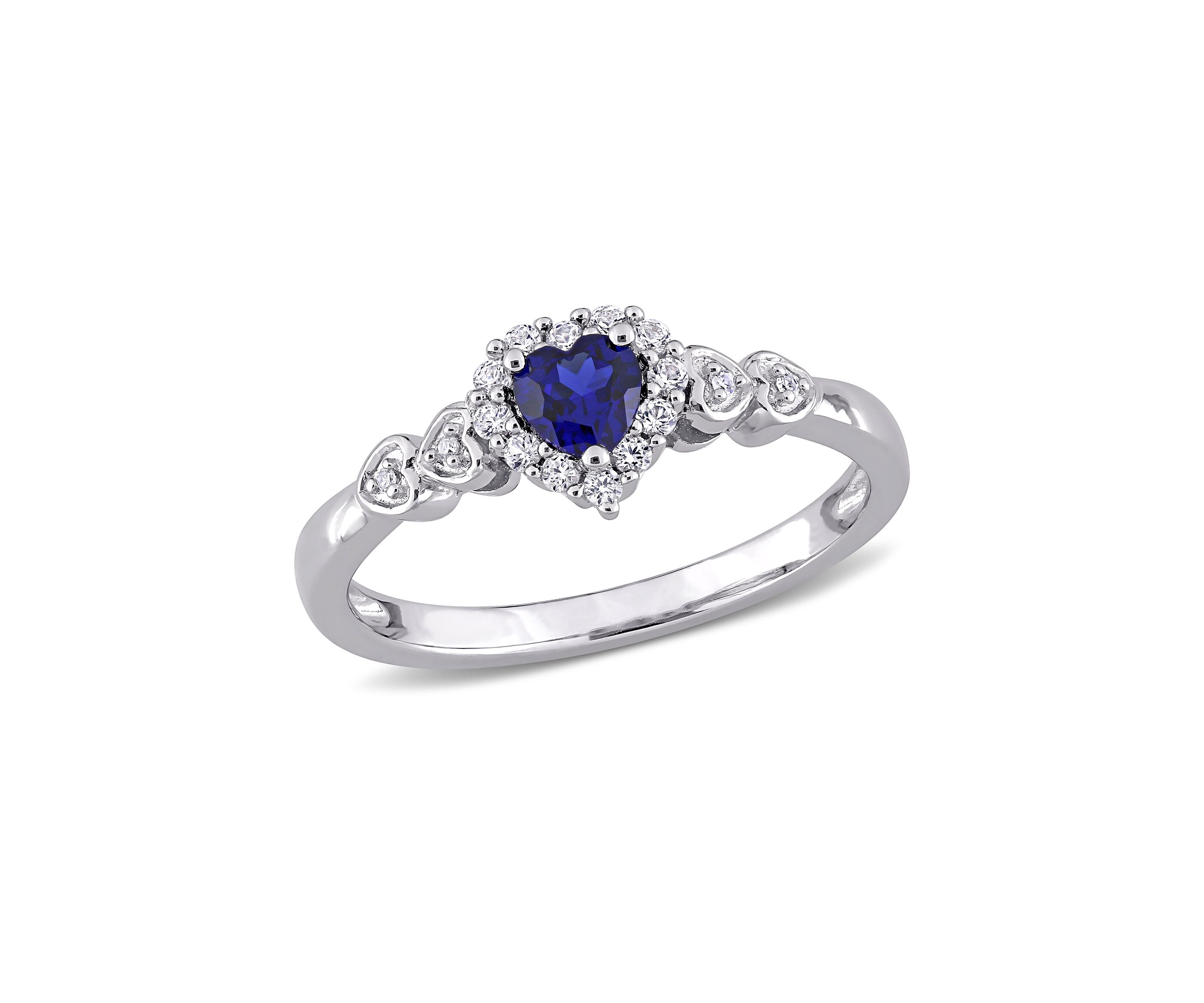 3/8 ct. t.w. Created Blue Sapphire and Diamond-Accent Halo Heart Ring in Sterling Silver