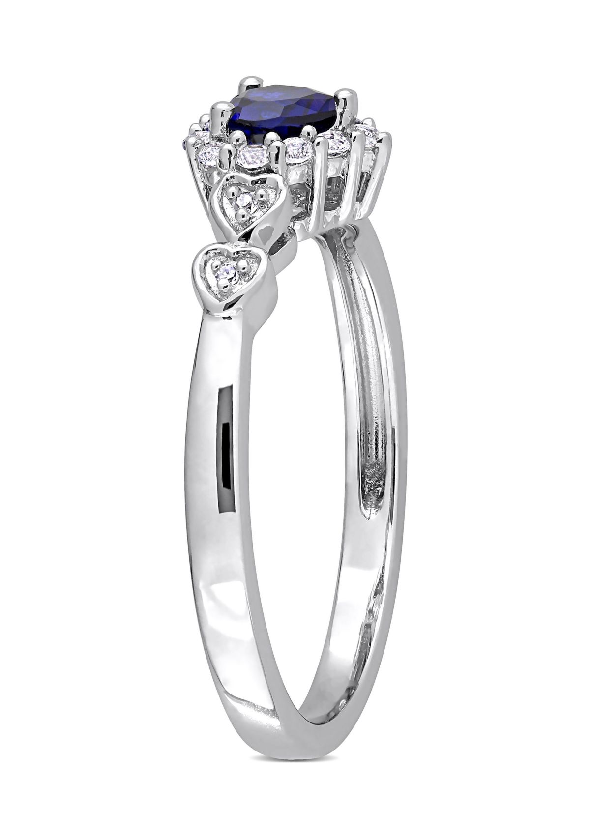 3/8 ct. t.w. Created Blue Sapphire and Diamond-Accent Halo Heart Ring in Sterling Silver
