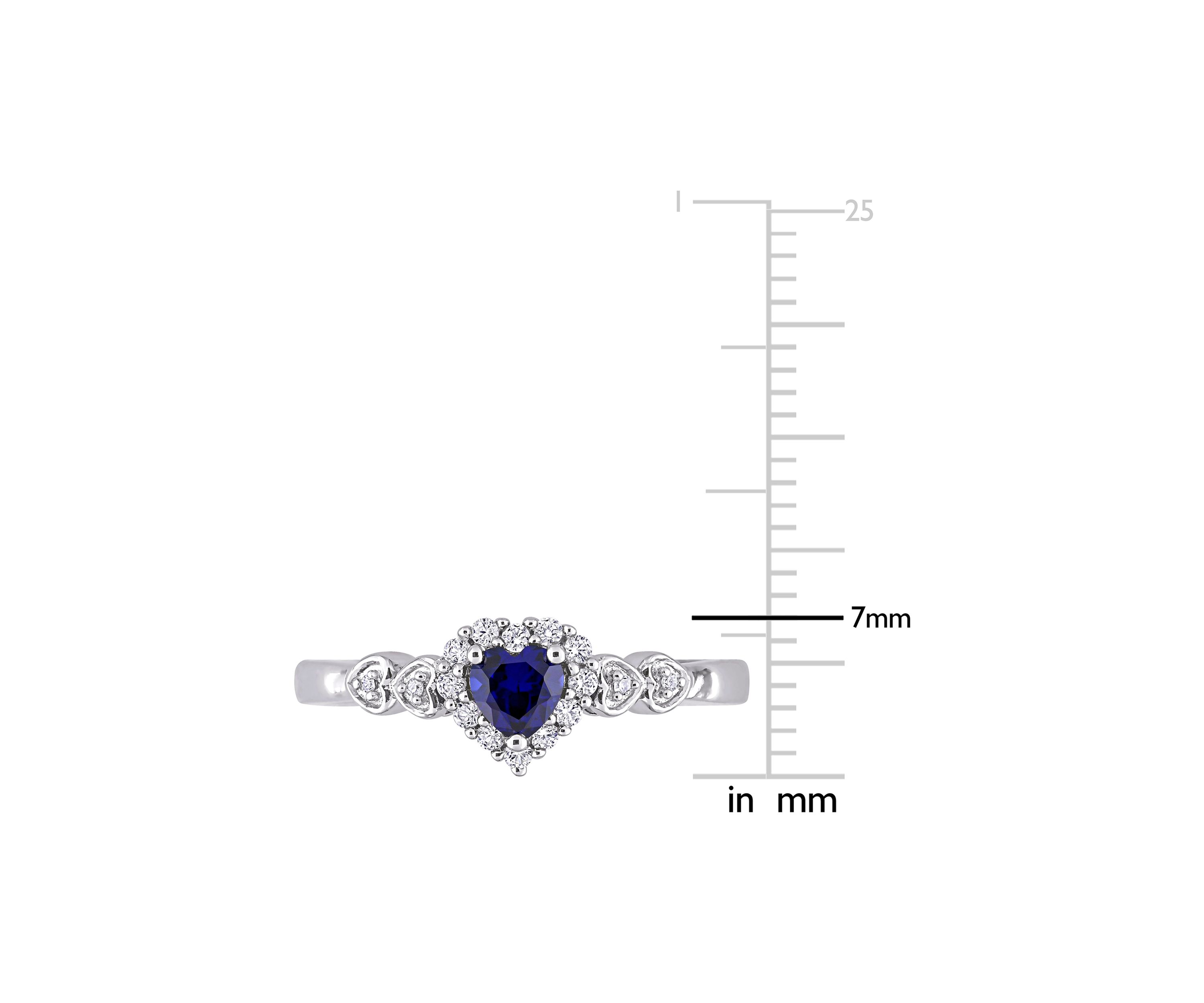 3/8 ct. t.w. Created Blue Sapphire and Diamond-Accent Halo Heart Ring in Sterling Silver