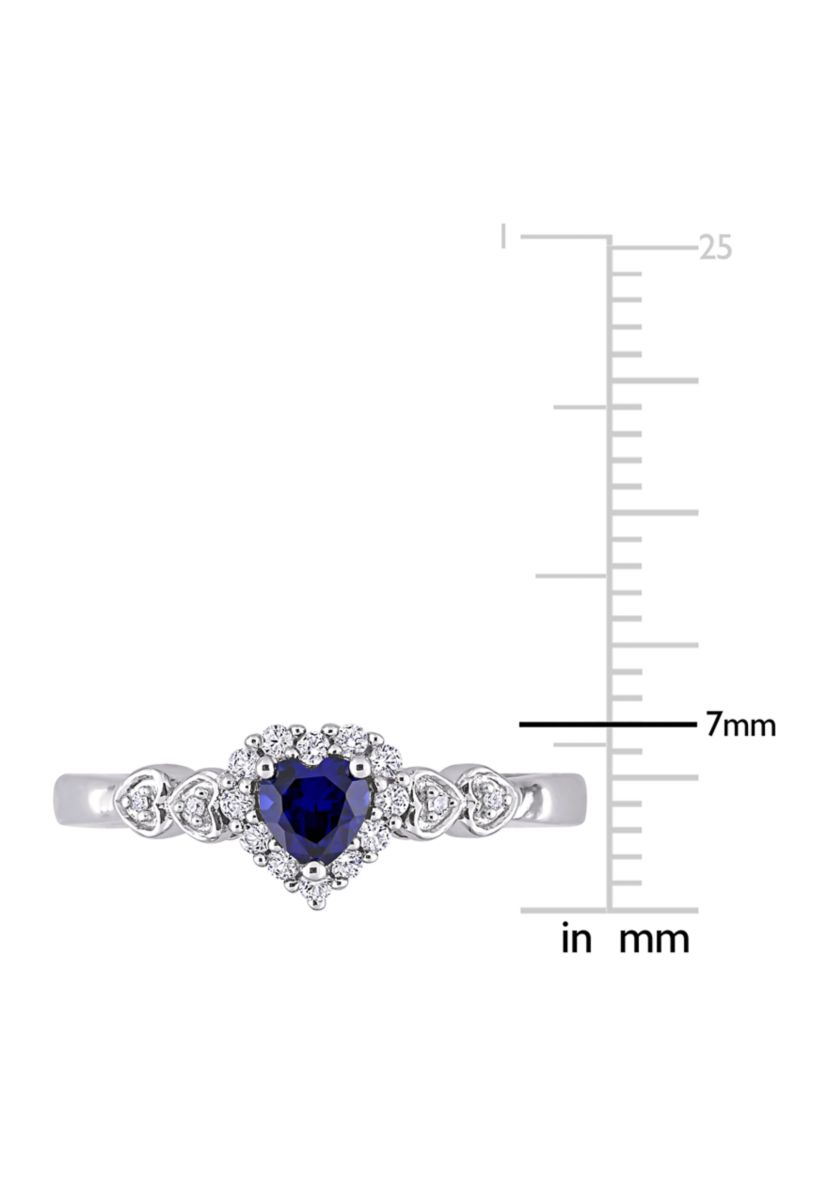 3/8 ct. t.w. Created Blue Sapphire and Diamond-Accent Halo Heart Ring in Sterling Silver