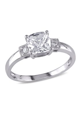 Belk & Co 1.25 Ct. T.w. Lab Created White Sapphire Ring With 1/10 Ct. T.w. Diamonds In 10K White Gold, 9 -  0686692430181
