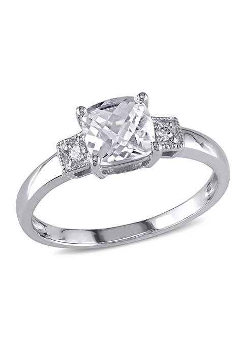 1.25 ct. t.w. Lab Created White Sapphire Ring with 1/10 ct. t.w. Diamonds in 10K White Gold