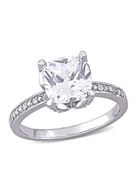 Belk & Co 2.87 Ct. T.w. Lab Created White Sapphire And 1/10 Ct. T.w. Diamond Accent Engagement Ring In 10K White Gold -  0686692429475