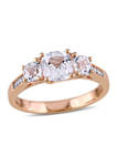 2 ct. t.w. Created White Sapphire and 1/10 ct. t.w. Diamond Accent 3-Stone Ring in 10K Rose Gold