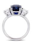6.1 ct. t.w. Created Blue and White Sapphire Cushion-Cut Three-Stone Ring in 10K White Gold