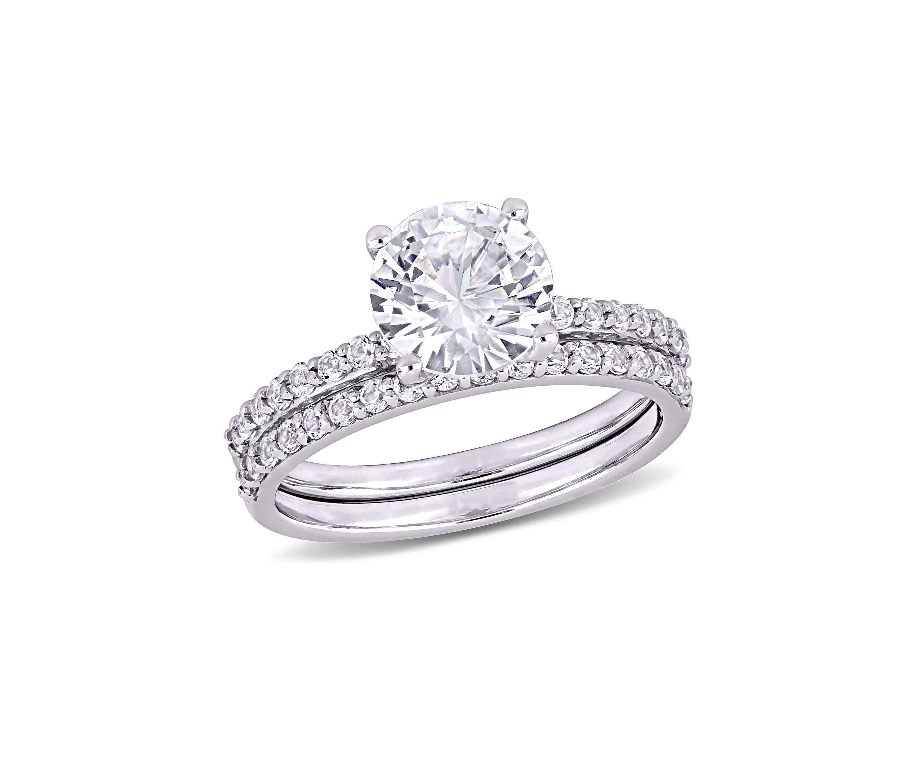 3.1 ct. t.w. Created White Sapphire Bridal Ring Set in 10K White Gold