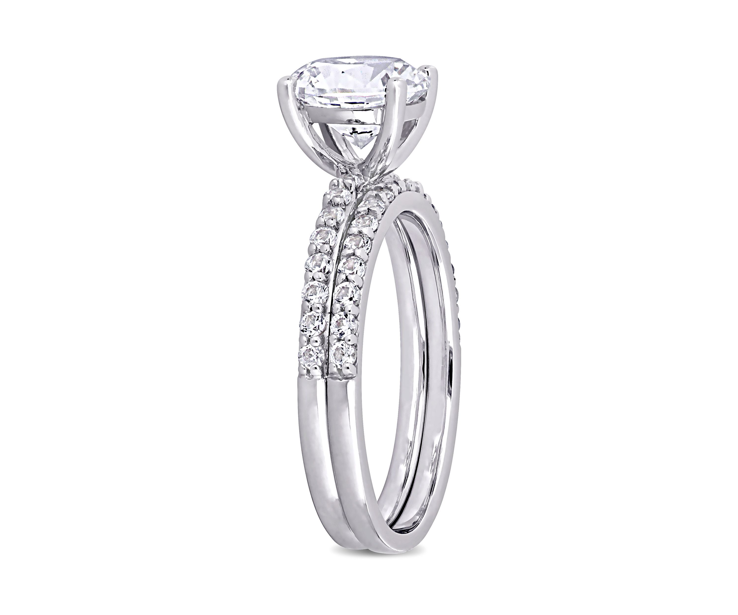 3.1 ct. t.w. Created White Sapphire Bridal Ring Set in 10K White Gold