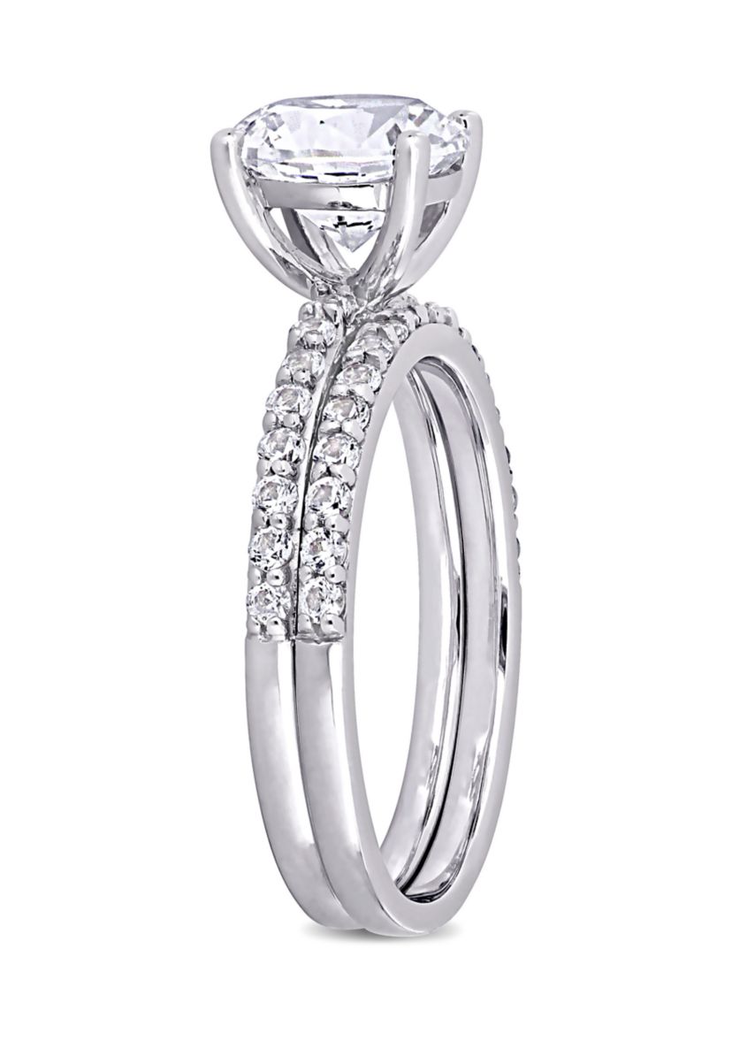 3.1 ct. t.w. Created White Sapphire Bridal Ring Set in 10K White Gold