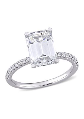 3.2 ct. t.w. Created Moissanite Emerald-Cut Engagement Ring 10K White Gold