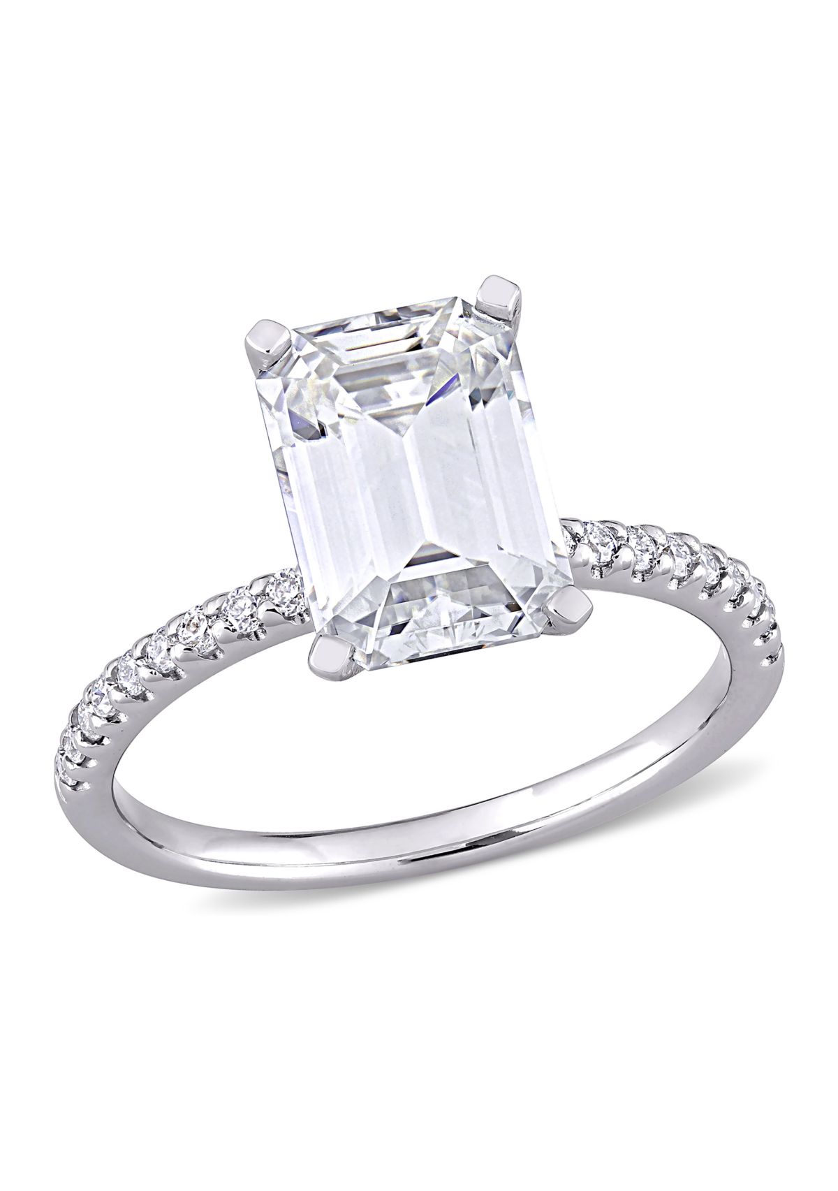 3.2 ct. t.w. Created Moissanite Emerald-Cut Engagement Ring in 10K White Gold