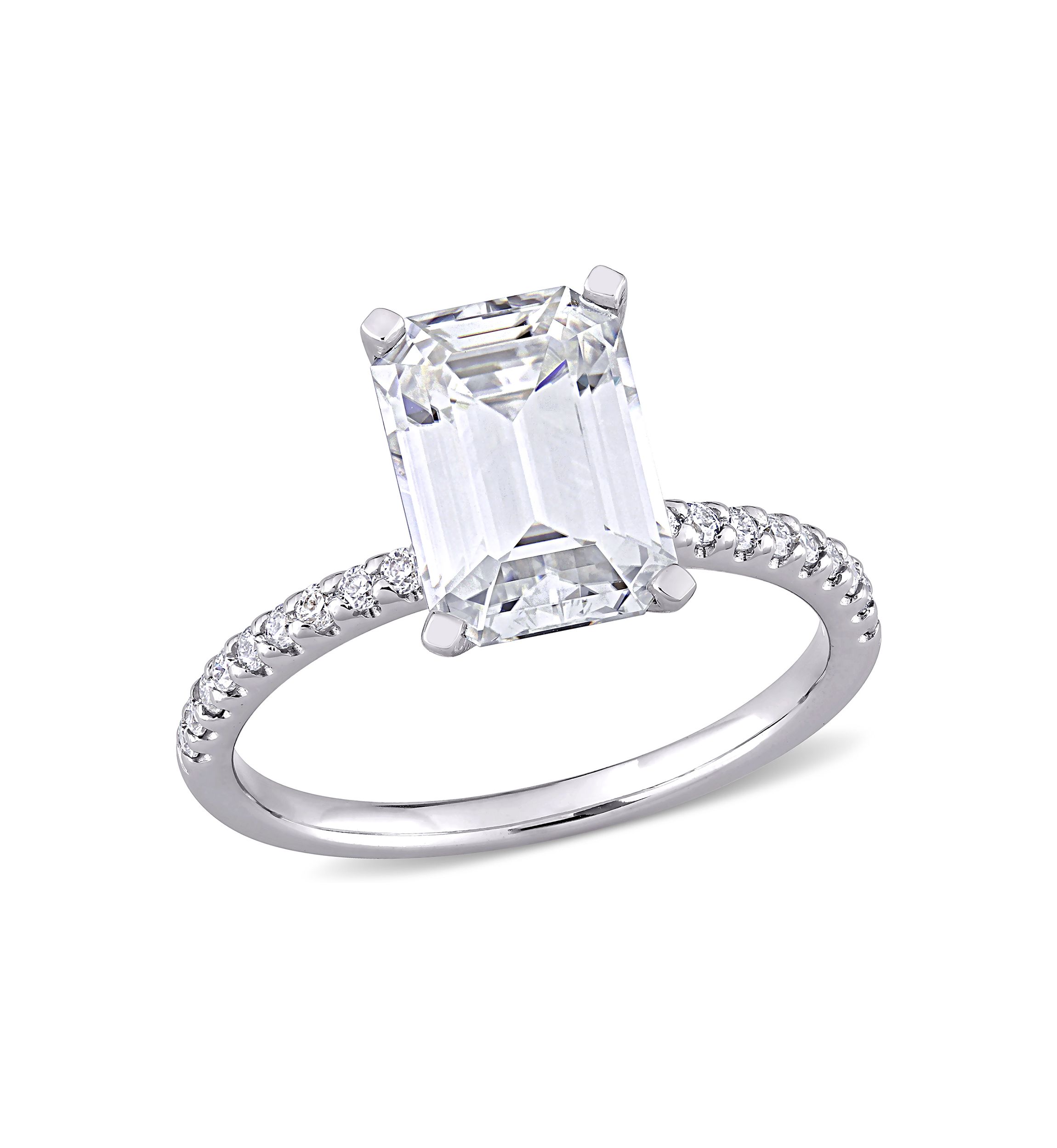 3.2 ct. t.w. Created Moissanite Emerald-Cut Engagement Ring in 10K White Gold