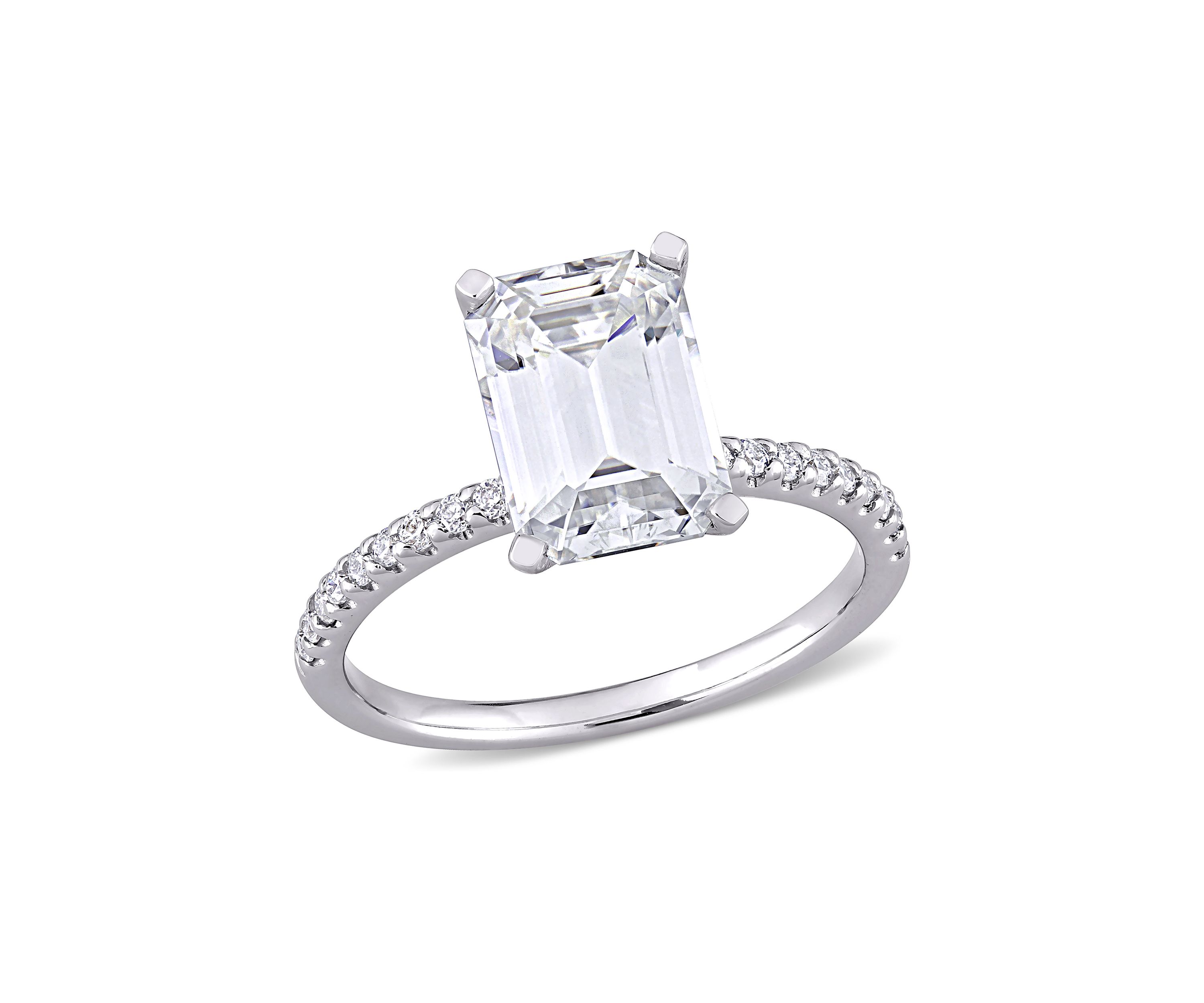 3.2 ct. t.w. Created Moissanite Emerald-Cut Engagement Ring in 10K White Gold