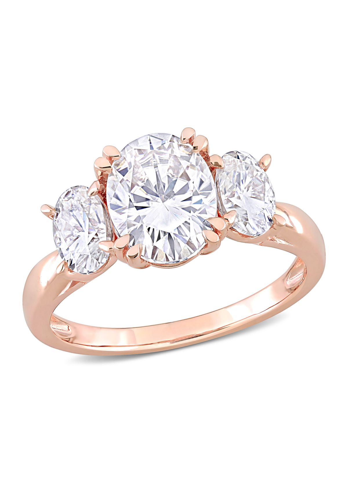 3 ct. t.w. Created Moissanite 3-Stone Engagement Ring in 10k Rose Gold