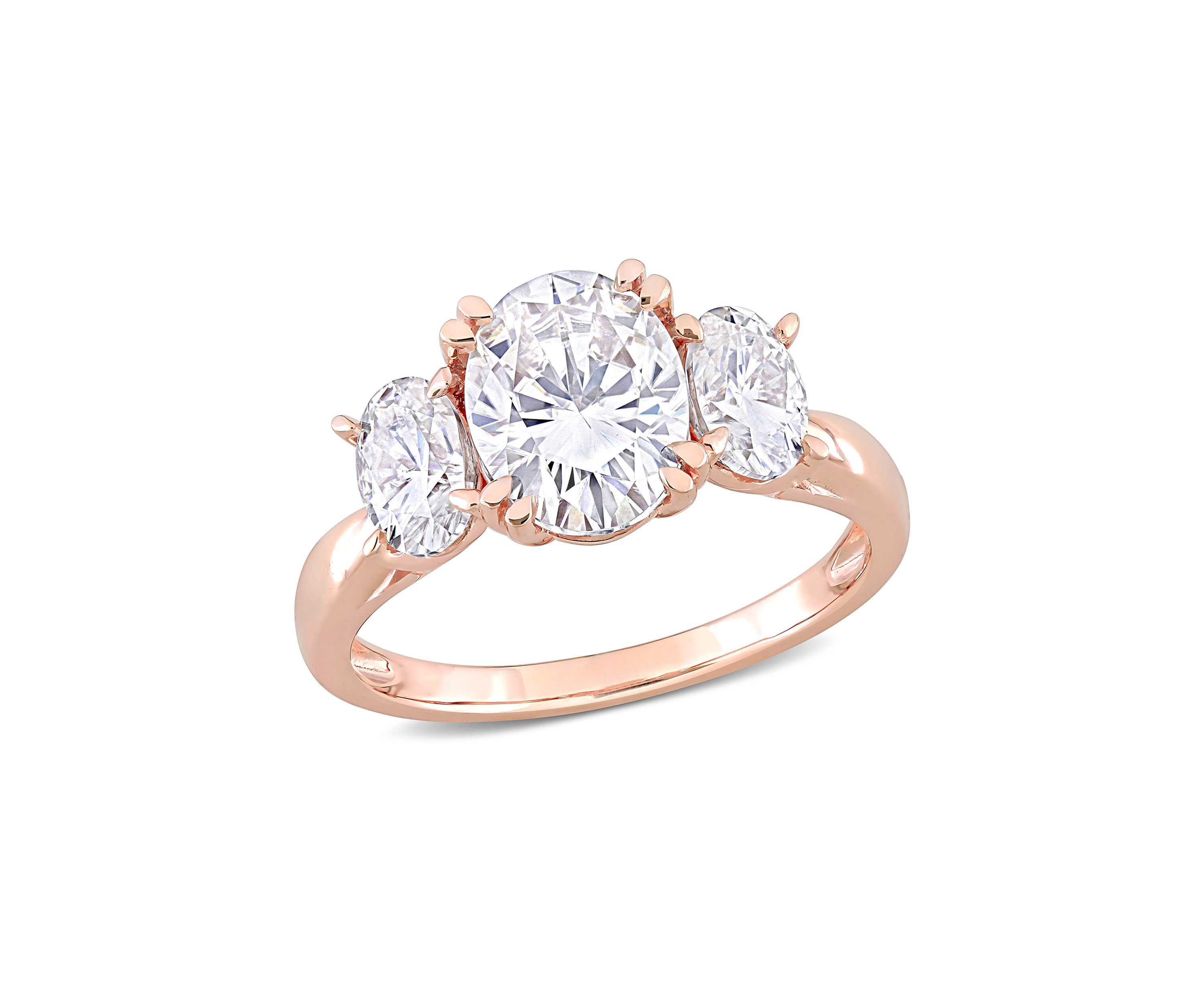 3 ct. t.w. Created Moissanite 3-Stone Engagement Ring in 10k Rose Gold