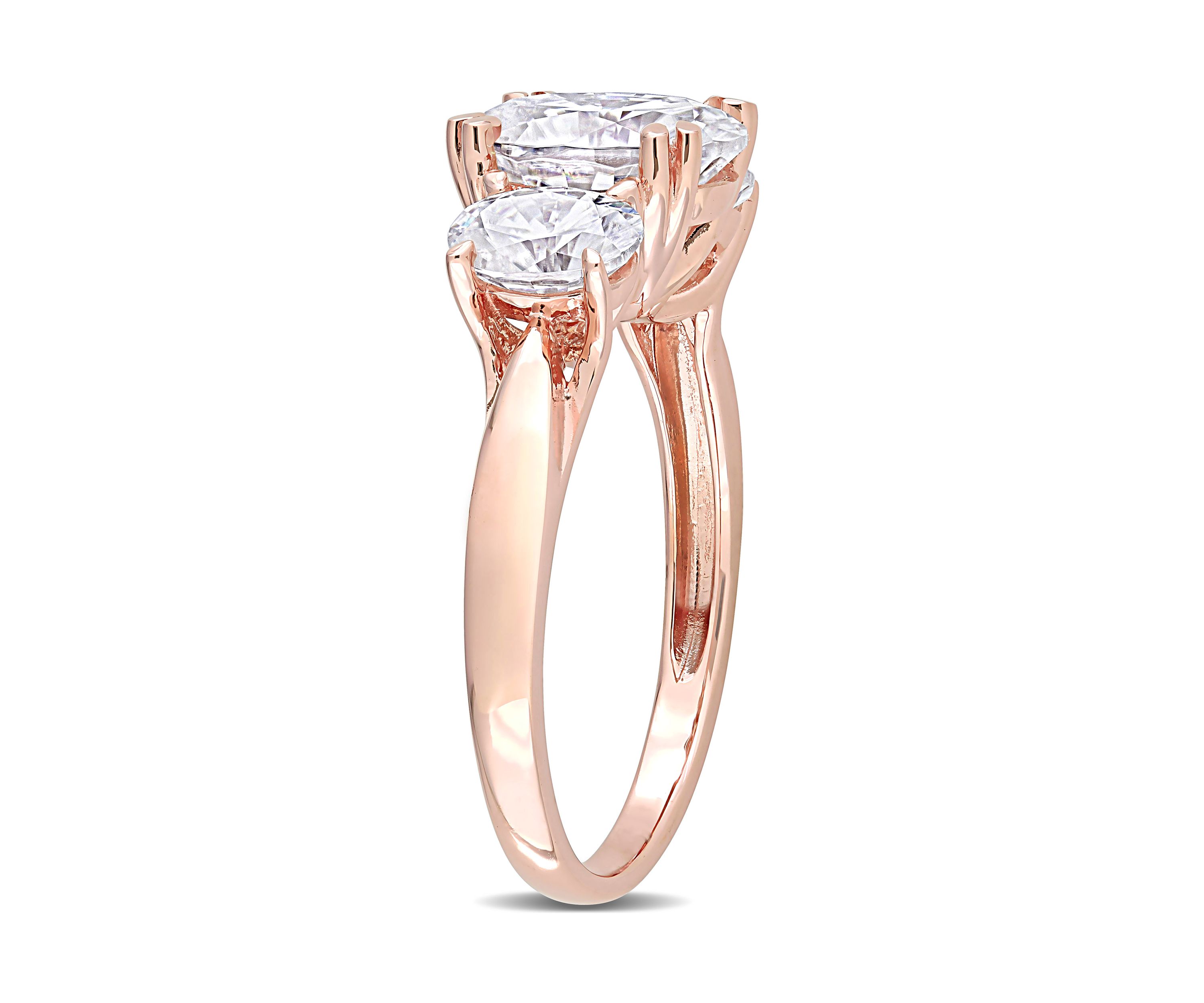 3 ct. t.w. Created Moissanite 3-Stone Engagement Ring in 10k Rose Gold