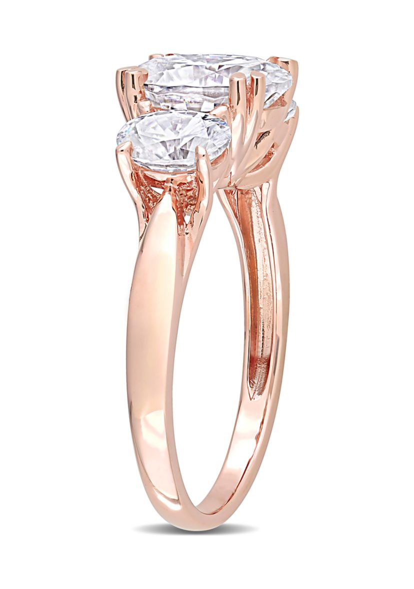 3 ct. t.w. Created Moissanite 3-Stone Engagement Ring in 10k Rose Gold