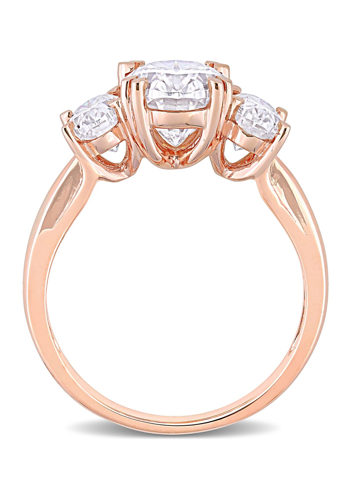 3 ct. t.w. Created Moissanite 3-Stone Engagement Ring in 10k Rose Gold