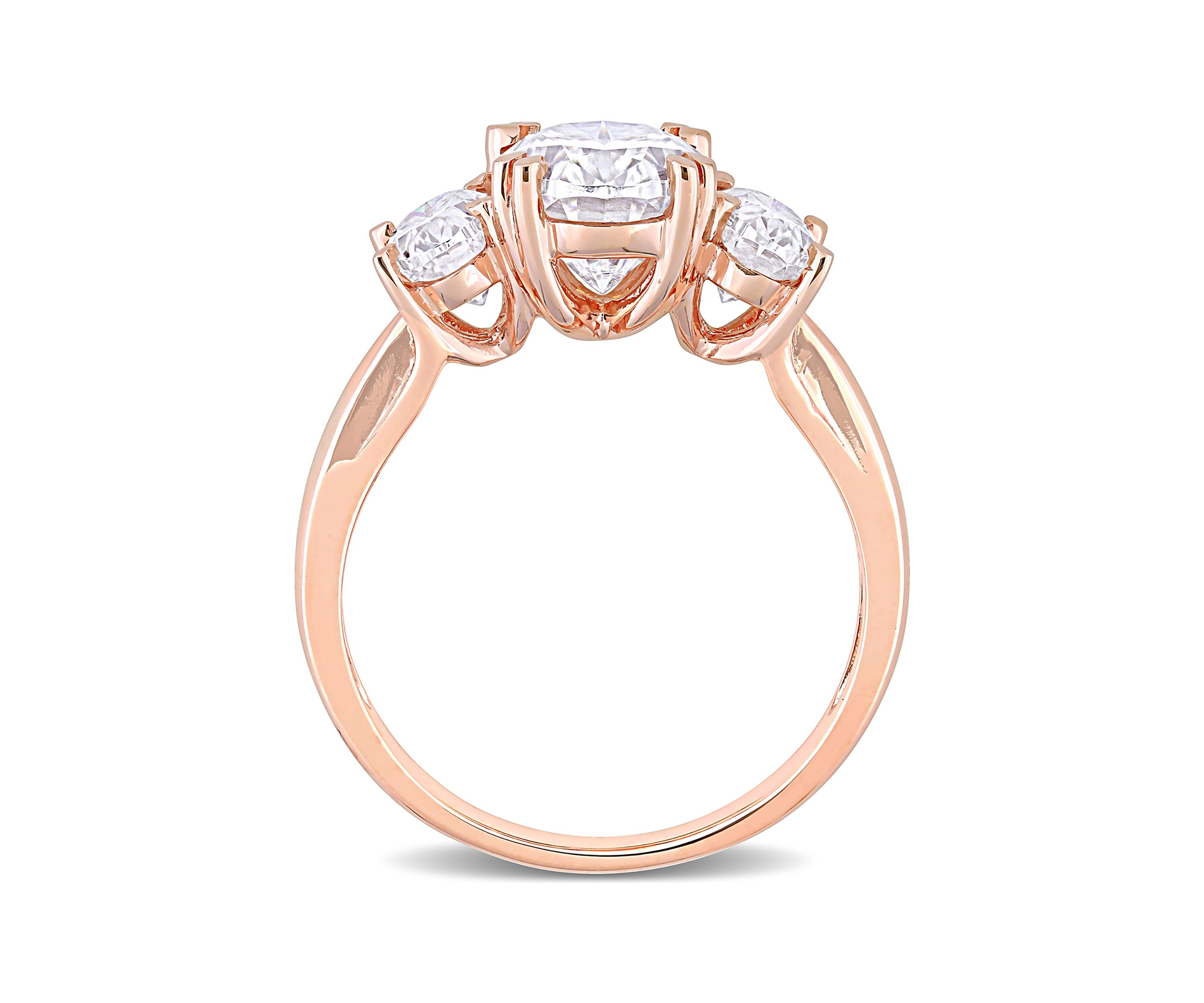3 ct. t.w. Created Moissanite 3-Stone Engagement Ring in 10k Rose Gold