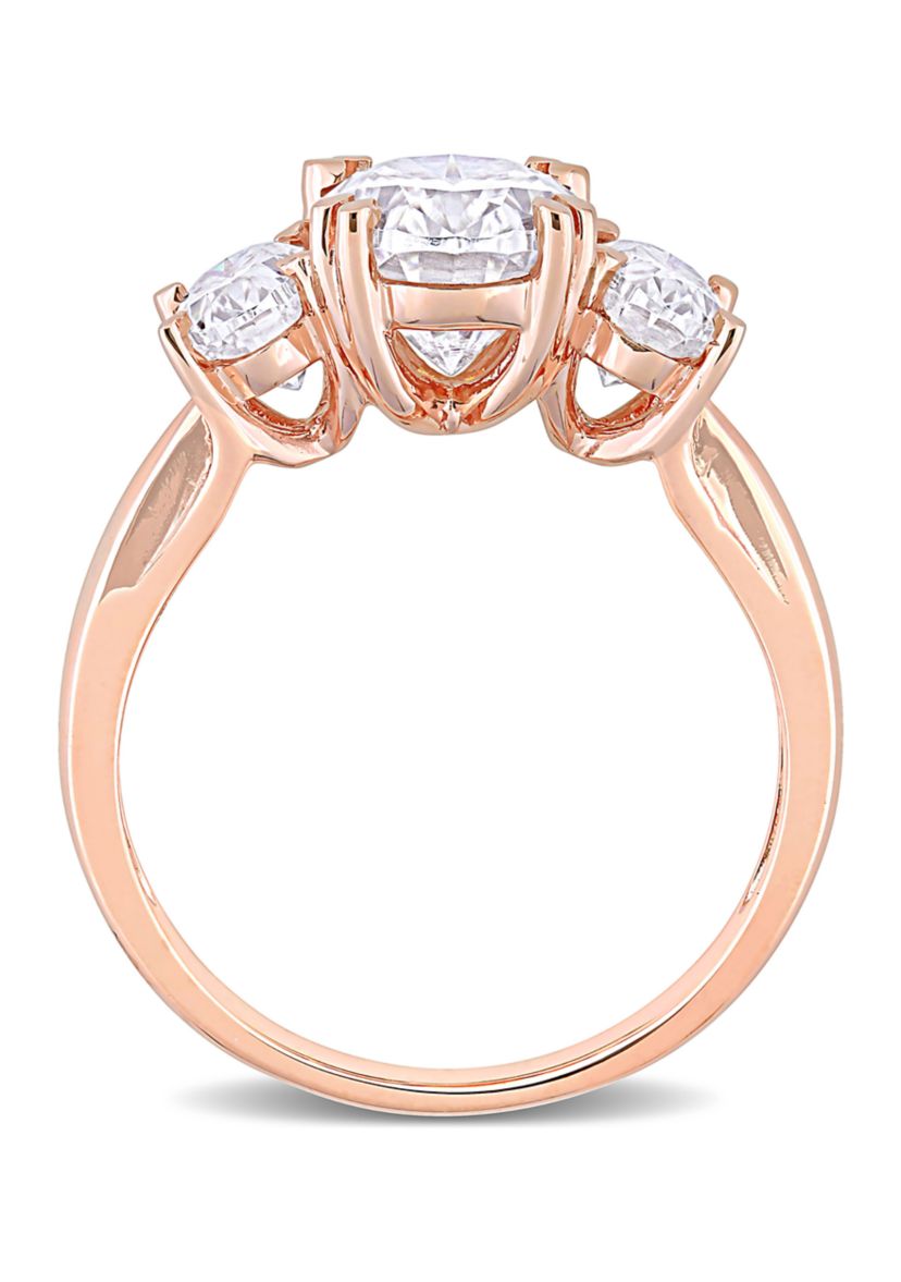 3 ct. t.w. Created Moissanite 3-Stone Engagement Ring in 10k Rose Gold
