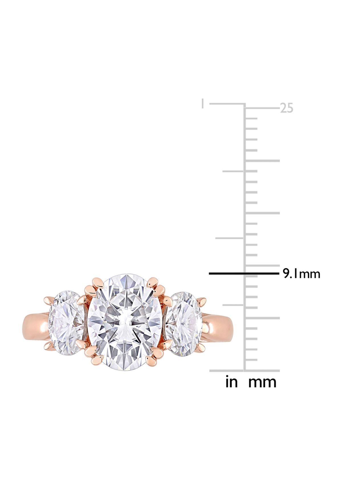 3 ct. t.w. Created Moissanite 3-Stone Engagement Ring in 10k Rose Gold
