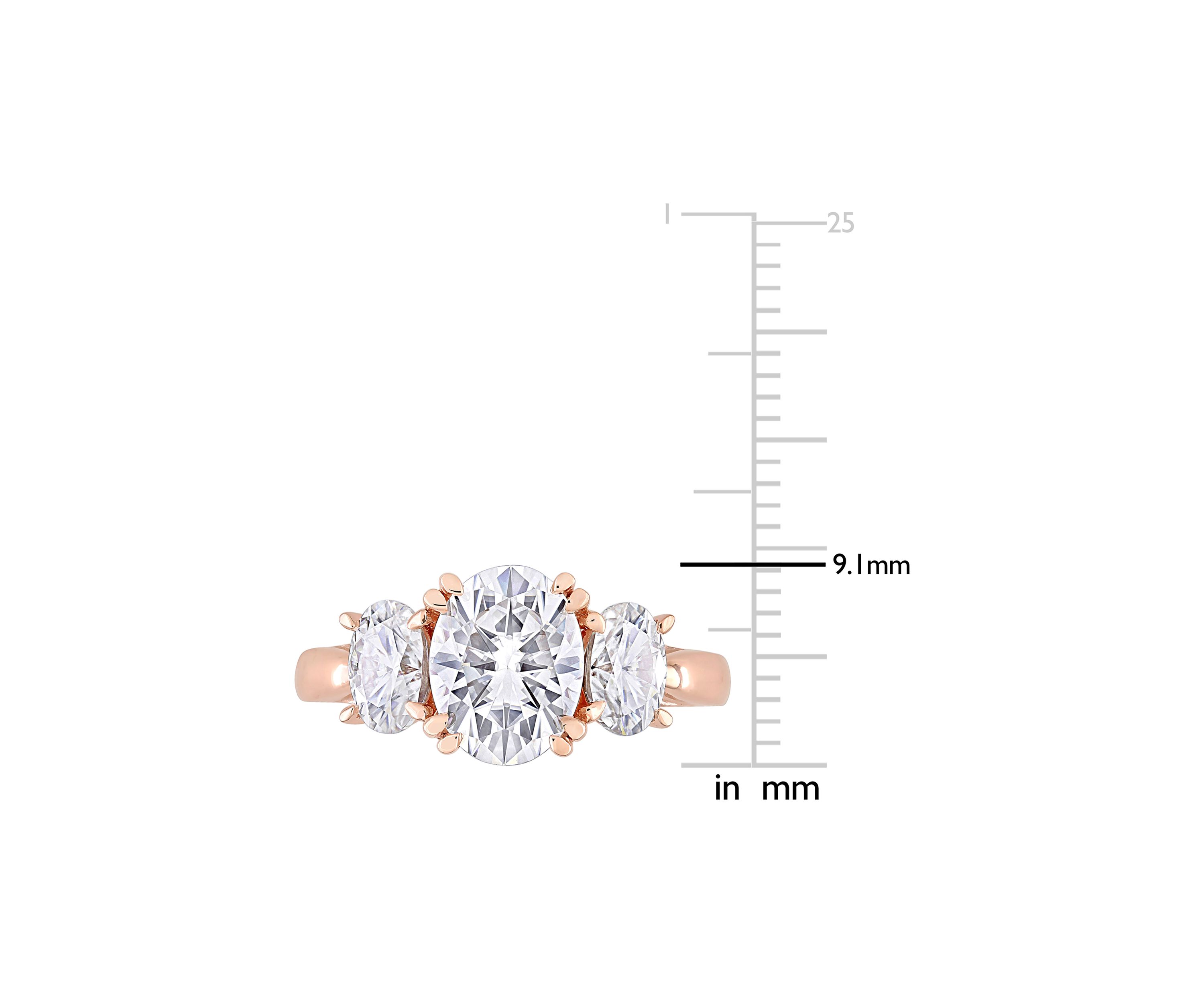 3 ct. t.w. Created Moissanite 3-Stone Engagement Ring in 10k Rose Gold