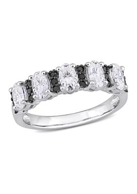 Belk & Co 1.5 Ct. T.w Created Moissanite And 1/6 Ct. T.w. Black Diamond Anniversary Band In 10K White Gold