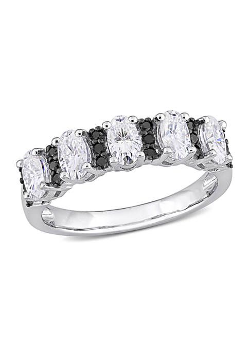 1.5 ct. t.w Created Moissanite and 1/6 ct. t.w. Black Diamond Anniversary Band in 10K White Gold