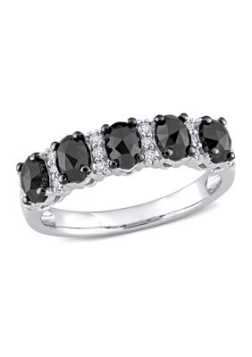Belk & Co 1/7 Ct. T.w. Created Moissanite And 1.25 Ct. T.w. Black Diamond Anniversary Band In 10K White Gold