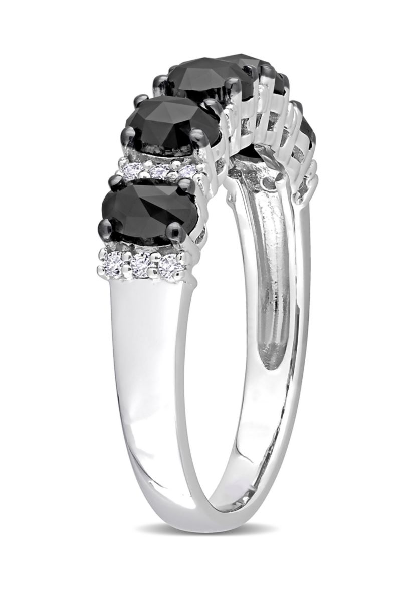 1/7 ct. t.w. Created Moissanite and 1.25 ct. t.w. Black Diamond Anniversary Band in 10K White Gold