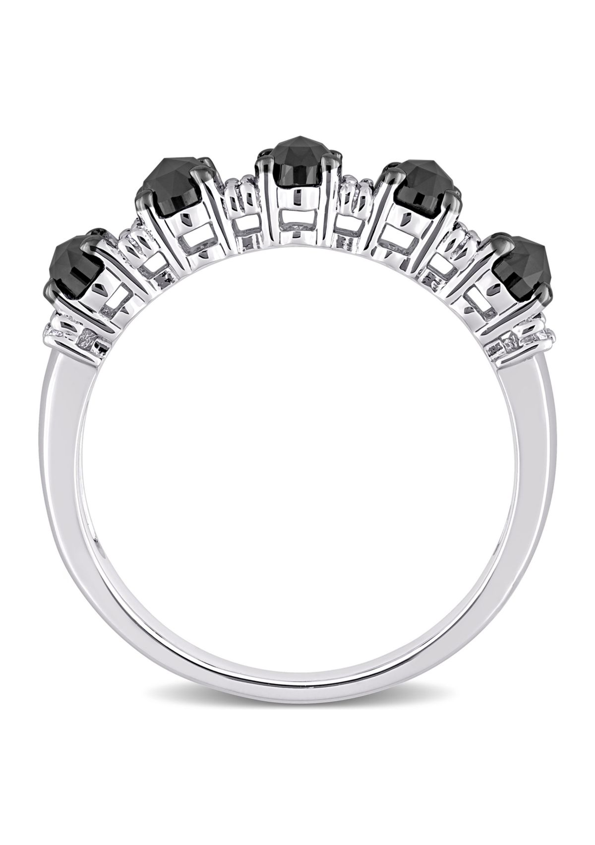 1/7 ct. t.w. Created Moissanite and 1.25 ct. t.w. Black Diamond Anniversary Band in 10K White Gold