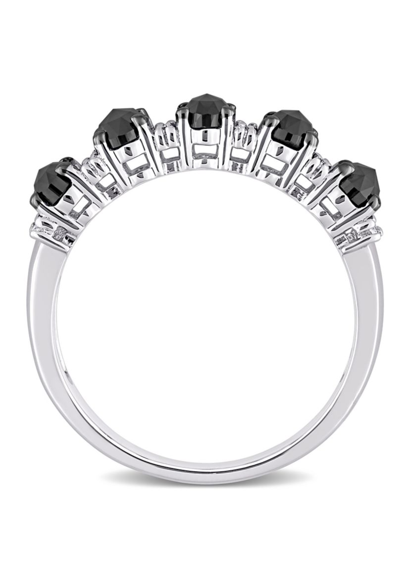 1/7 ct. t.w. Created Moissanite and 1.25 ct. t.w. Black Diamond Anniversary Band in 10K White Gold