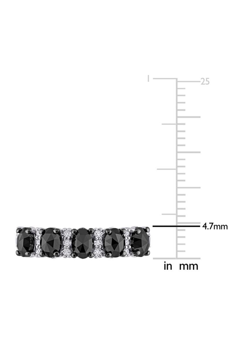 1/7 ct. t.w. Created Moissanite and 1.25 ct. t.w. Black Diamond Anniversary Band in 10K White Gold