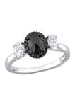 5/8 ct. t.w. Created Moissanite and 5/8 ct. t.w. Black Diamond Engagement Ring in 10K White Gold