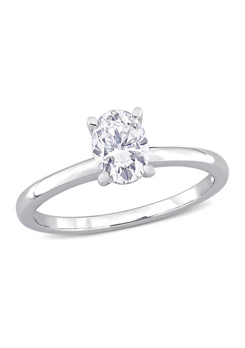 1 ct. t.w. Created Moissanite Oval Solitaire Ring in Sterling Silver