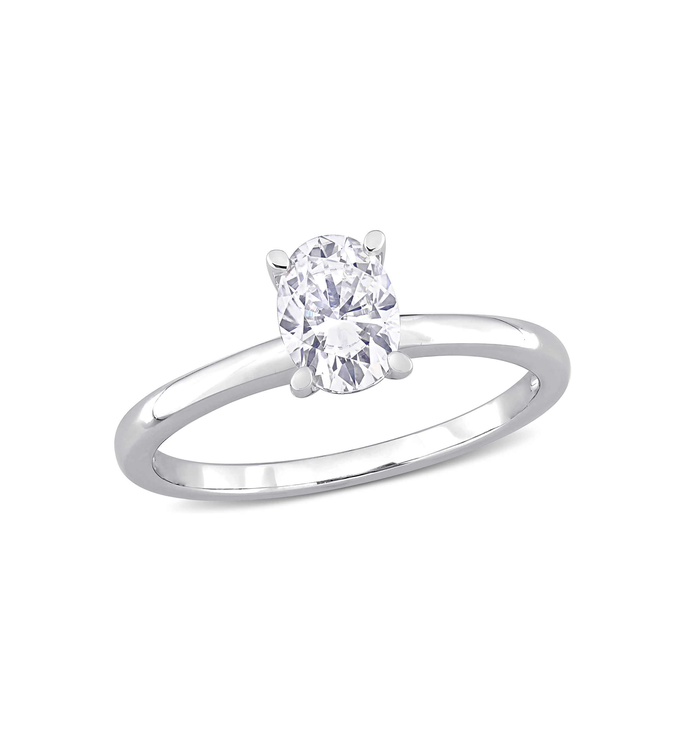 1 ct. t.w. Created Moissanite Oval Solitaire Ring in Sterling Silver