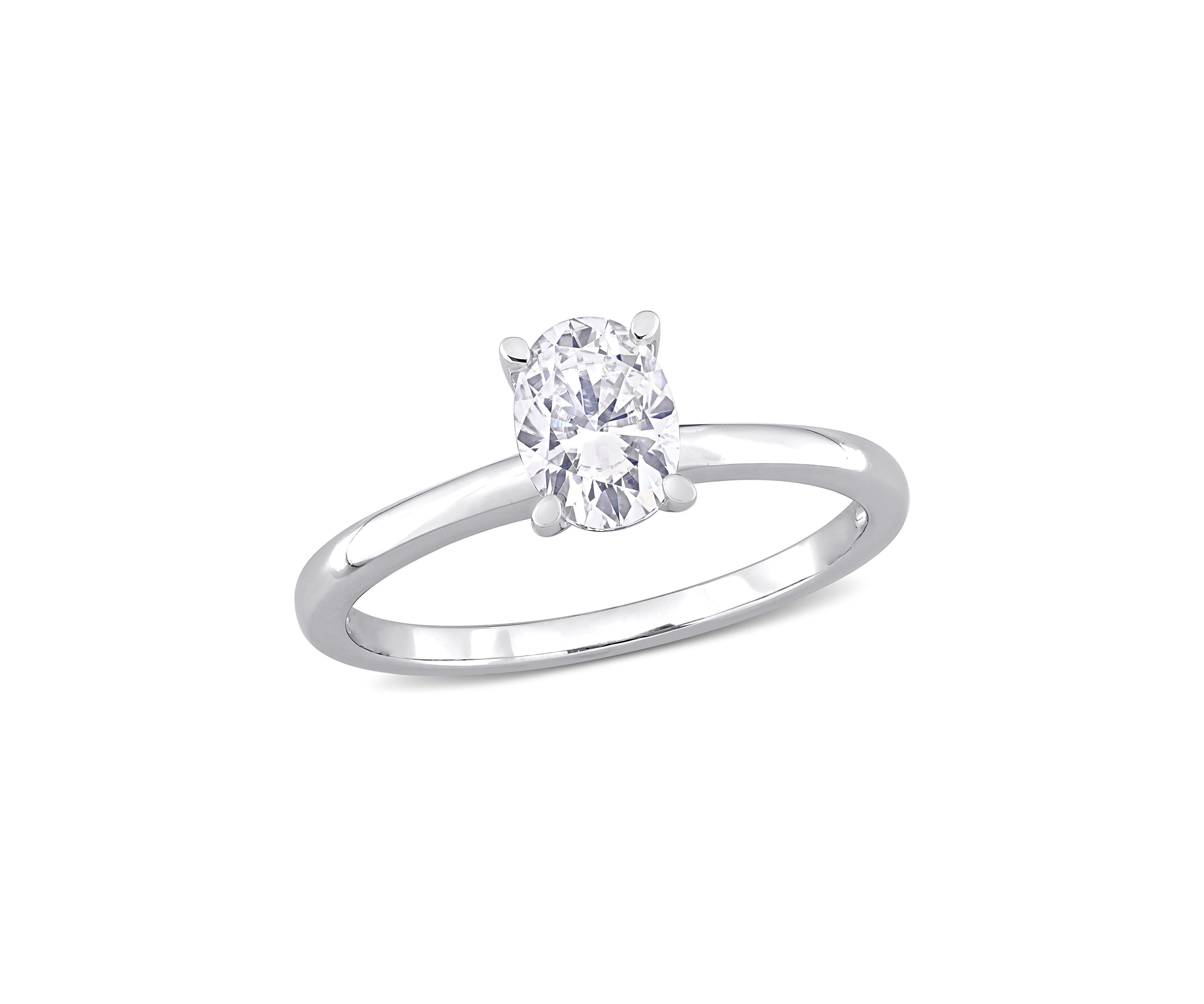 1 ct. t.w. Created Moissanite Oval Solitaire Ring in Sterling Silver