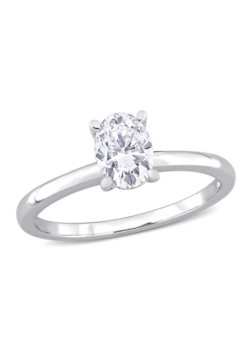 1 ct. t.w. Created Moissanite Oval Solitaire Ring in Sterling Silver