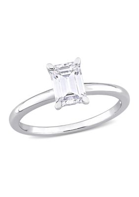 Belk & Co 1 ct. t.w. Created Moissanite Emerald-Cut Solitaire Ring in Sterling Silver
