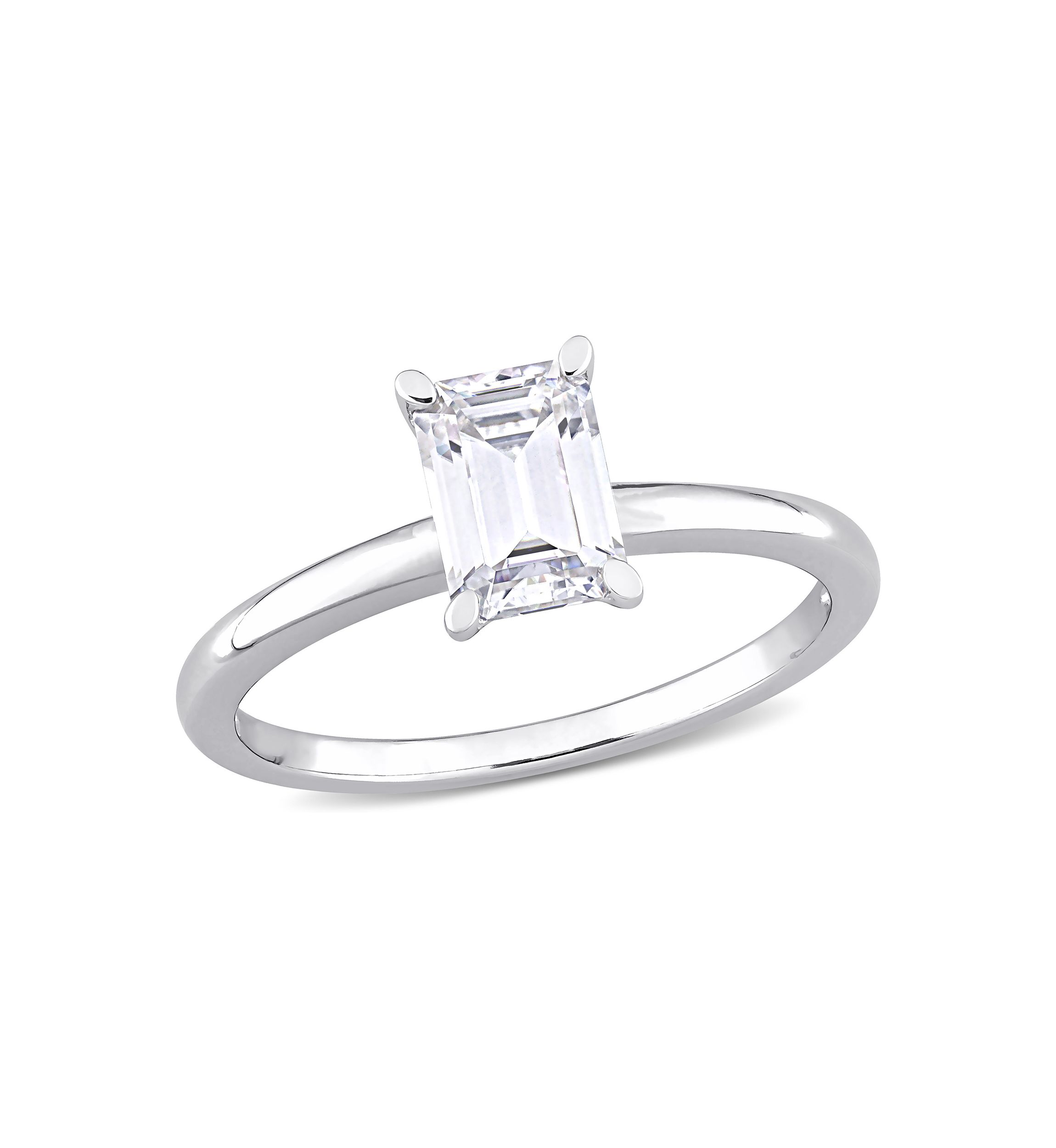 1 ct. t.w. Created Moissanite Emerald-Cut Solitaire Ring in Sterling Silver