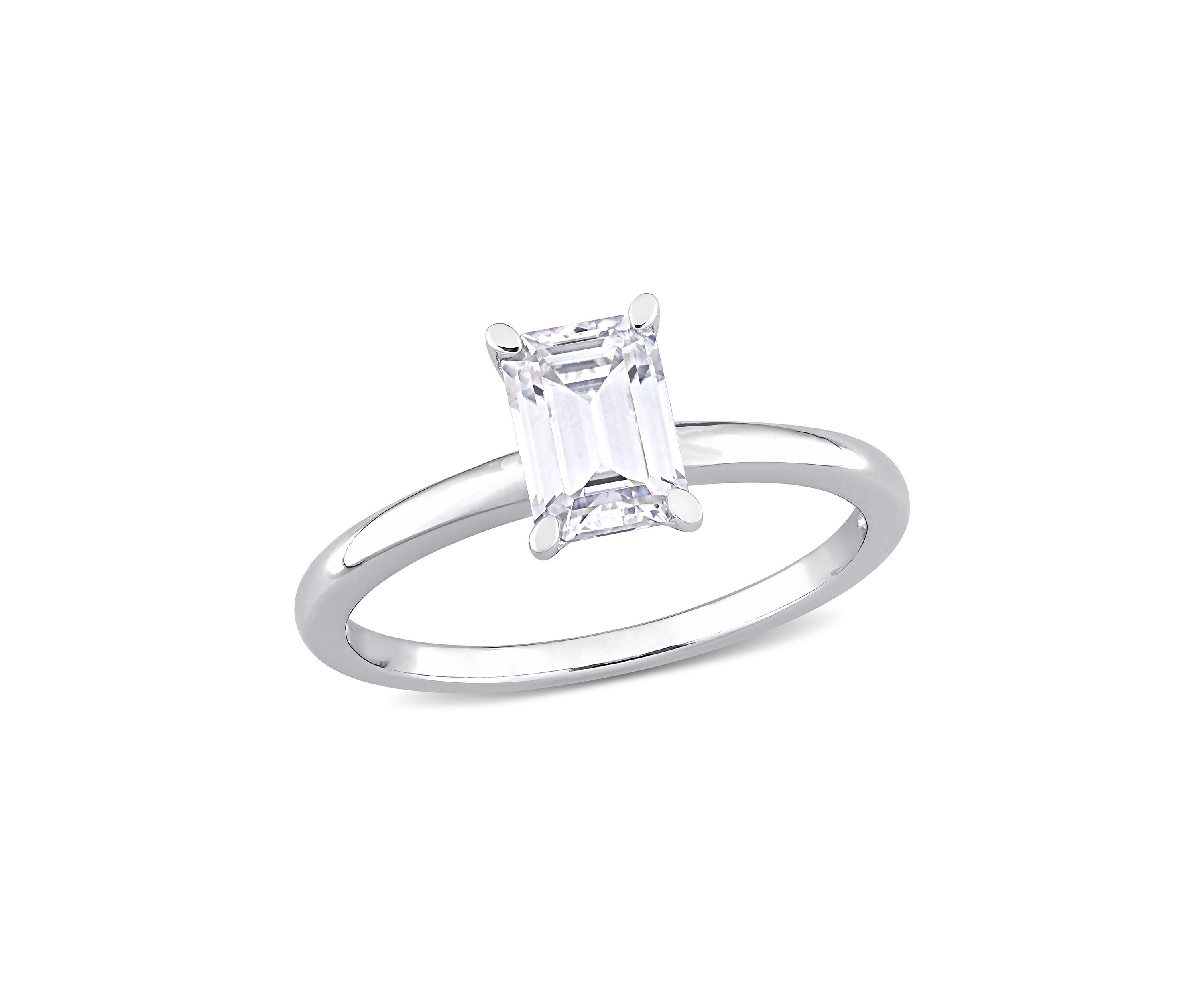 1 ct. t.w. Created Moissanite Emerald-Cut Solitaire Ring in Sterling Silver