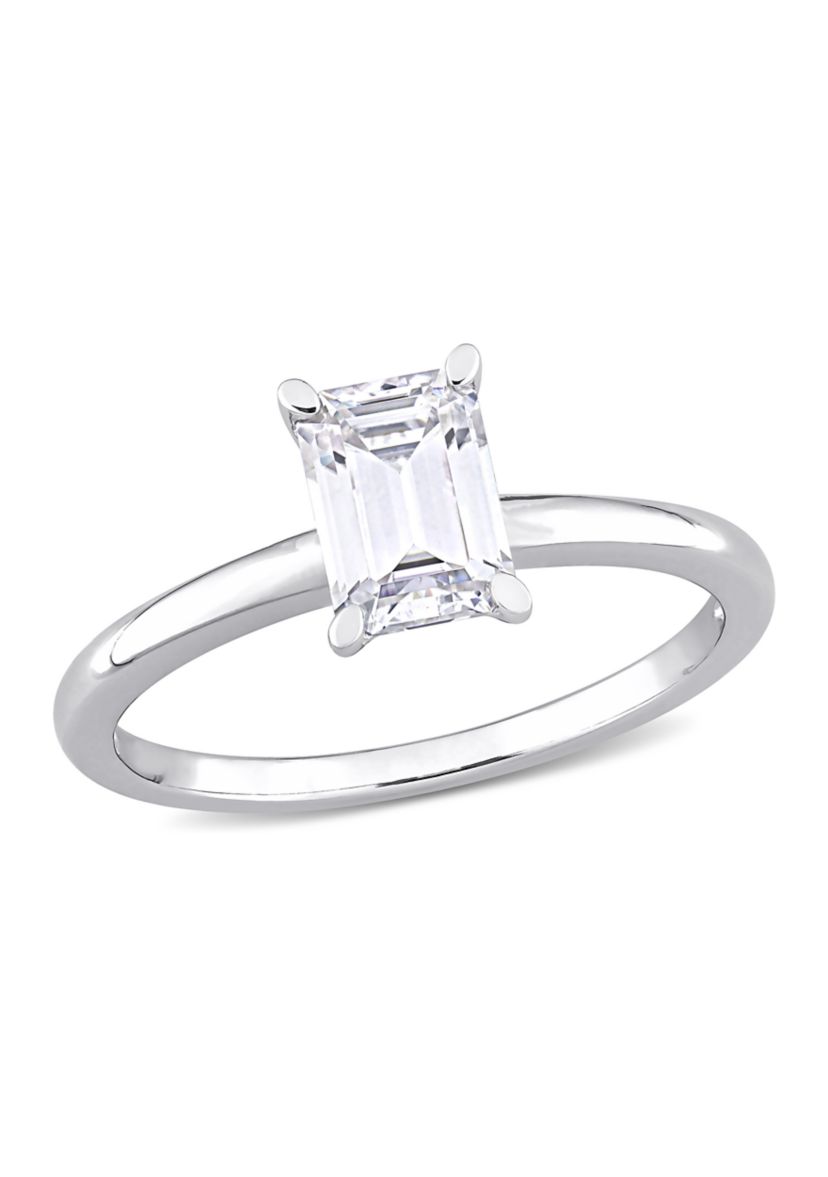 1 ct. t.w. Created Moissanite Emerald-Cut Solitaire Ring in Sterling Silver