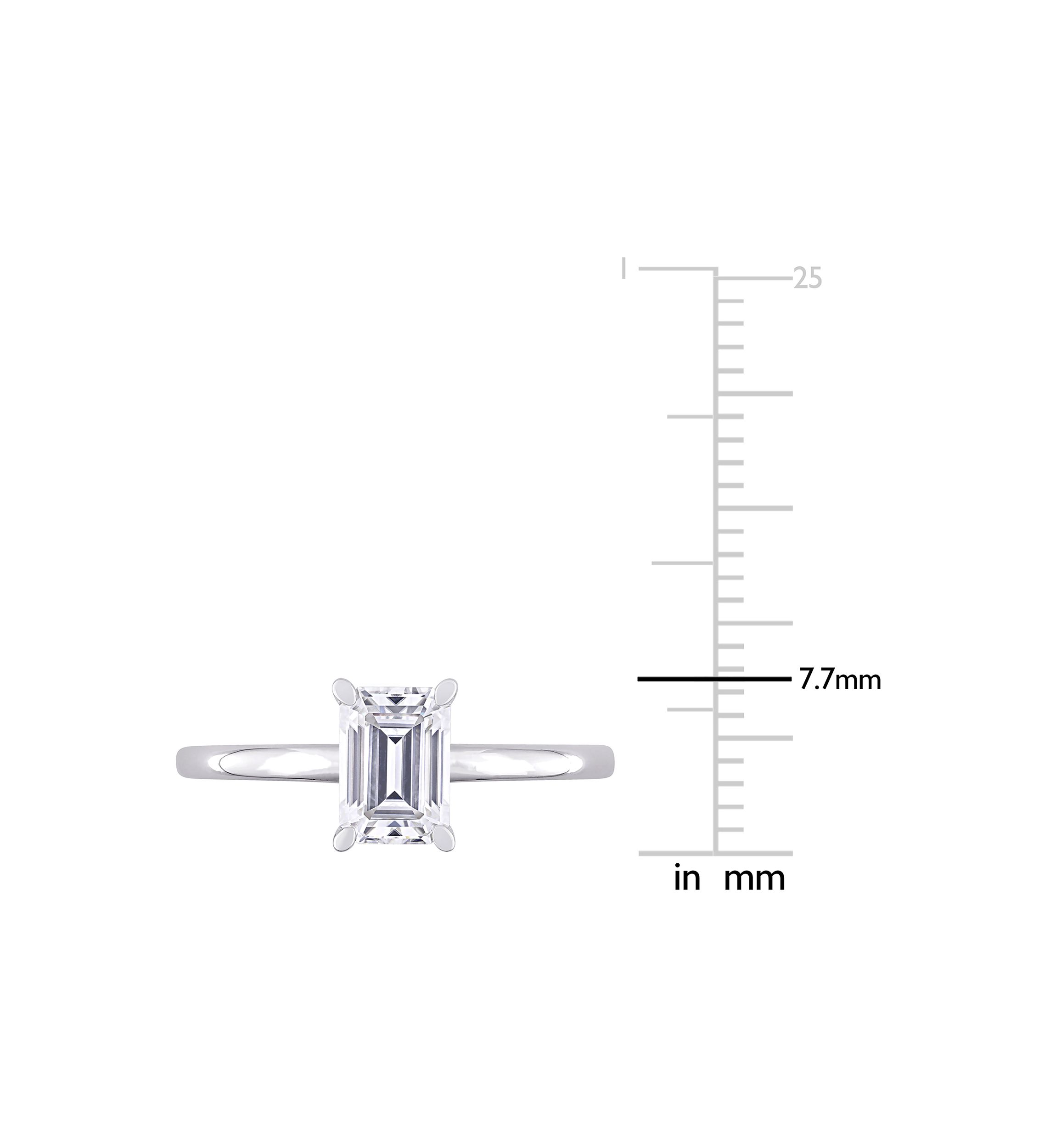 1 ct. t.w. Created Moissanite Emerald-Cut Solitaire Ring in Sterling Silver