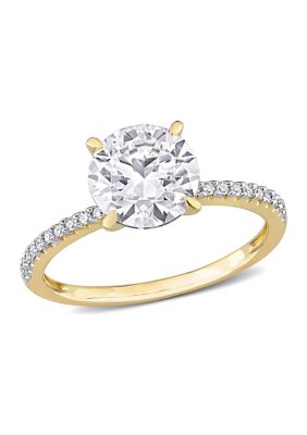 Belk & Co Lab Created Moissanite & Diamond Ring in 14K Gold, Yellow, 6