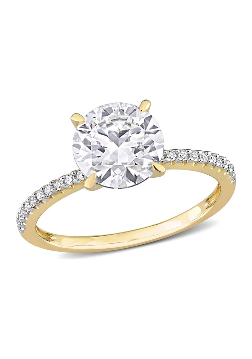 1.8 ct. t.w. Created Moissanite and 1/10 ct. t.w. Diamond Engagement Ring in 14k Yellow Gold