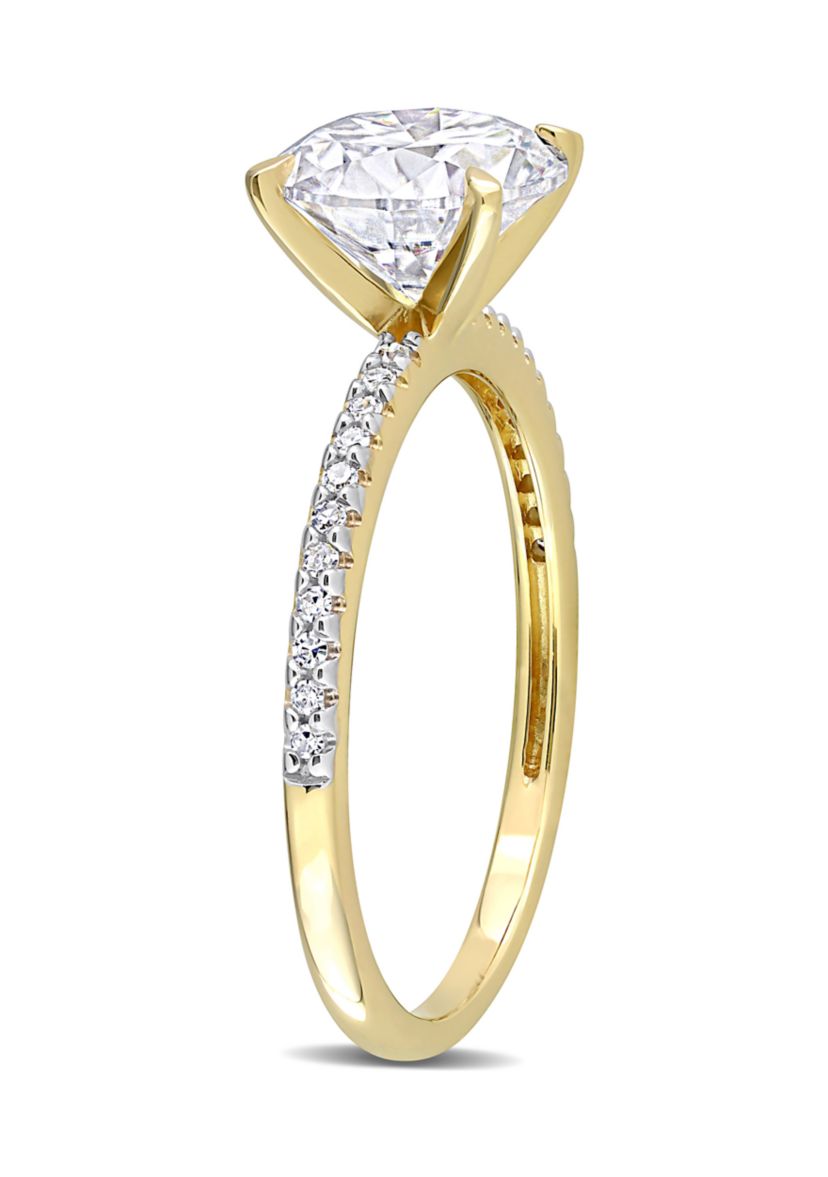 1.8 ct. t.w. Created Moissanite and 1/10 ct. t.w. Diamond Engagement Ring in 14k Yellow Gold