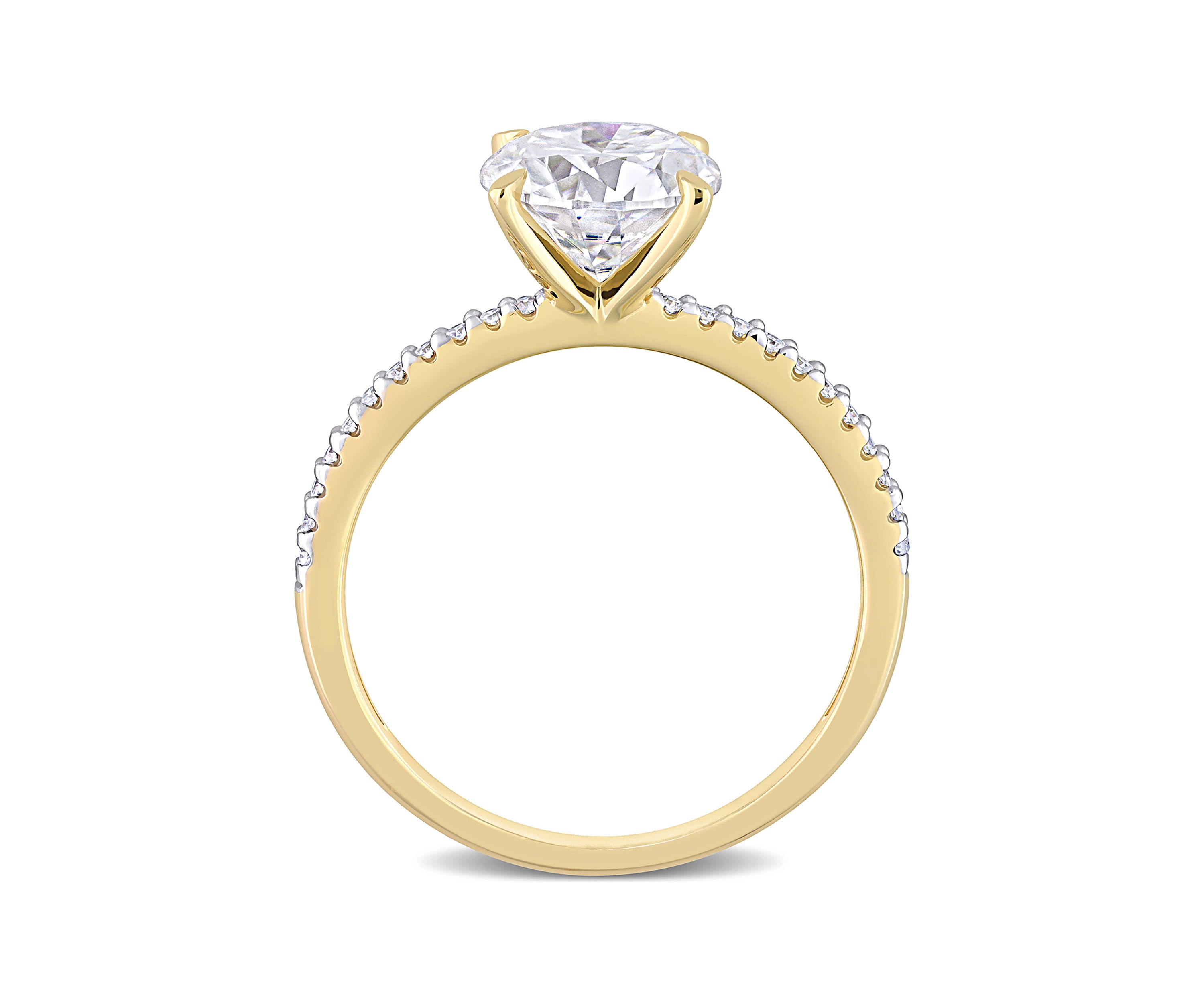 1.8 ct. t.w. Created Moissanite and 1/10 ct. t.w. Diamond Engagement Ring in 14k Yellow Gold