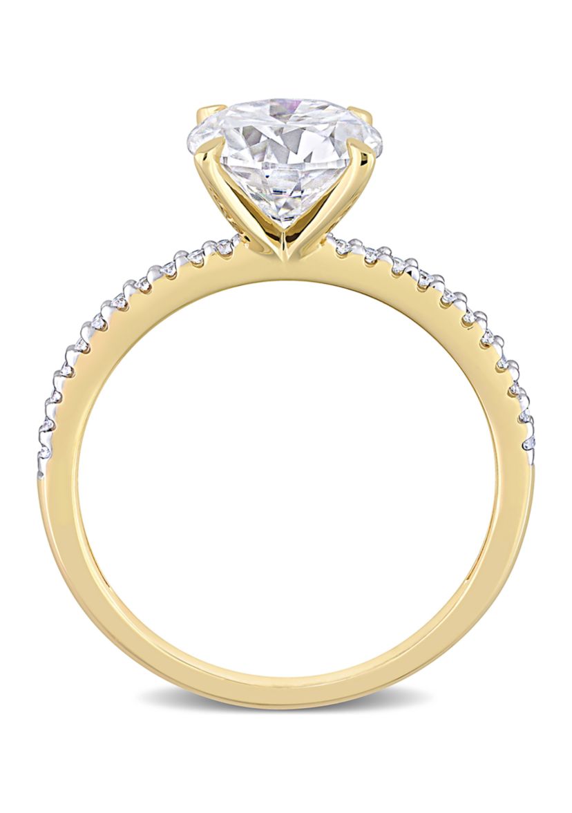 1.8 ct. t.w. Created Moissanite and 1/10 ct. t.w. Diamond Engagement Ring in 14k Yellow Gold