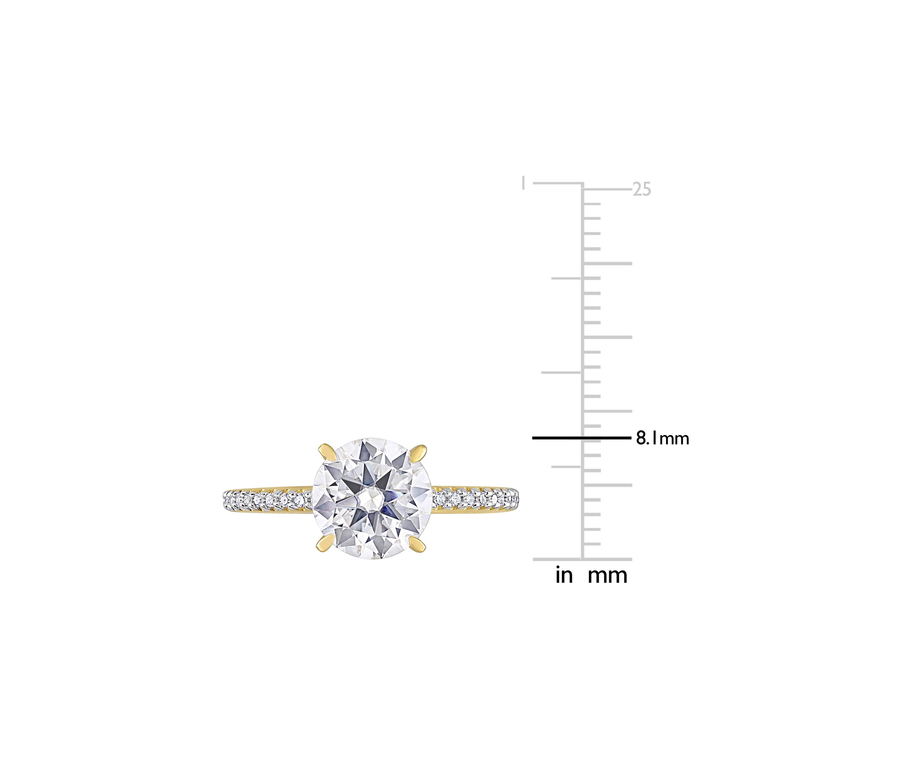1.8 ct. t.w. Created Moissanite and 1/10 ct. t.w. Diamond Engagement Ring in 14k Yellow Gold
