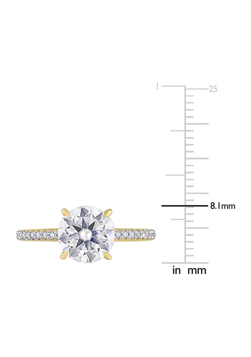 1.8 ct. t.w. Created Moissanite and 1/10 ct. t.w. Diamond Engagement Ring in 14k Yellow Gold