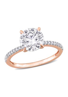 Belk & Co 1.8 Ct. T.w. Created Moissanite And 1/10 Ct. T.w. Diamond Engagement Ring In 14K Rose Gold